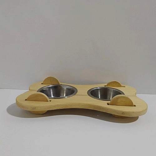 2'li Ahşap Kedi Köpek Mamalığı, 2 Kaseli Kedi-köpek Mama Ve Su Kabı, Suluk Ve Mamalık