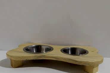 2'li Ahşap Kedi Köpek Mamalığı, 2 Kaseli Kedi-köpek Mama Ve Su Kabı, Suluk Ve Mamalık