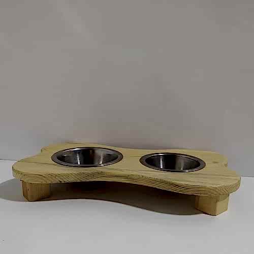 2'li Ahşap Kedi Köpek Mamalığı, 2 Kaseli Kedi-köpek Mama Ve Su Kabı, Suluk Ve Mamalık