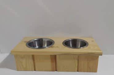 2'li Ahşap Kedi Köpek Mamalığı, 2 Kaseli Kedi-köpek Mama Ve Su Kabı, Suluk Ve Mamalık