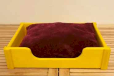 Dekoratif Ahşap Kedi Yatağı, Kedi Ve Köpek Yatağı, Evcil Hayvan Yatağı Sarı