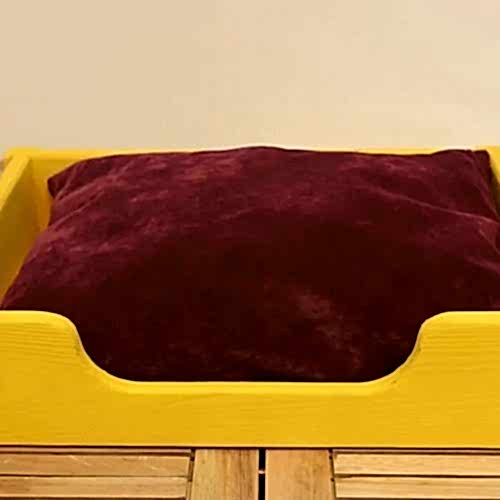 Dekoratif Ahşap Kedi Yatağı, Kedi Ve Köpek Yatağı, Evcil Hayvan Yatağı Sarı